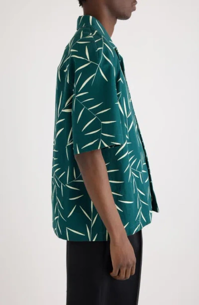 Jacquemus Fonccio Camp-collar Printed Cotton-twill Shirt In Green