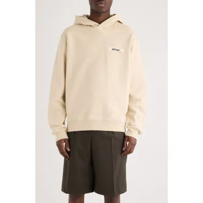 Jacquemus Light Beige Hooded Sweatshirt With Minimalist Design In Neutral