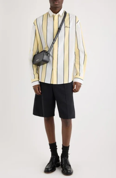 Jacquemus Simon Shirt Buttoned Cuffs Striped Pattern In White