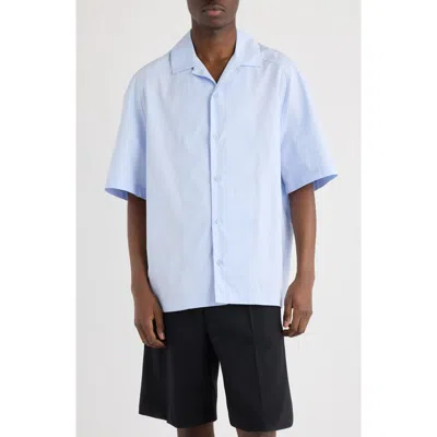Jacquemus La Chemise Fonccio Embroidered Camp Shirt In Blue