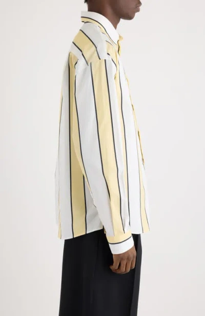 Jacquemus Simon Shirt Buttoned Cuffs Striped Pattern In White
