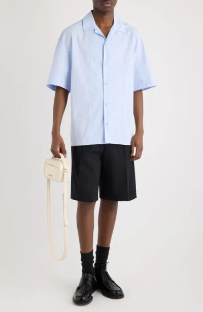Jacquemus La Chemise Fonccio Embroidered Camp Shirt In Blue