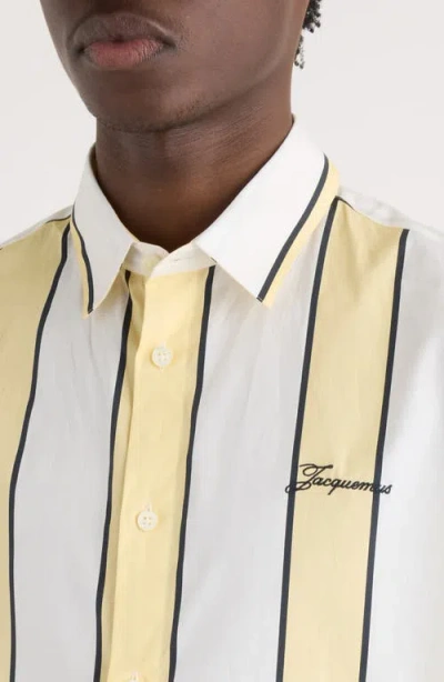 Jacquemus Simon Shirt Buttoned Cuffs Striped Pattern In White
