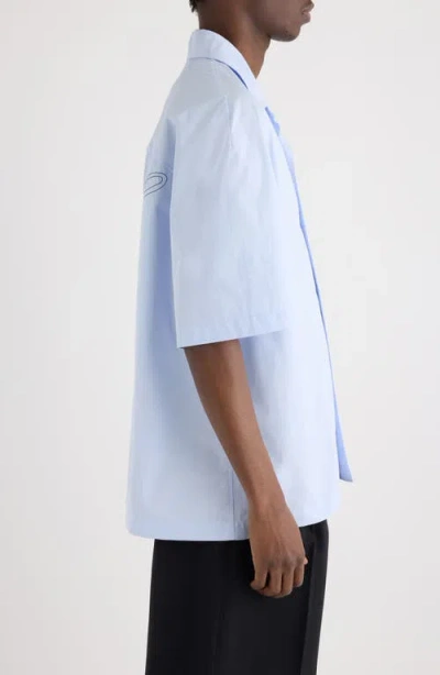 Jacquemus La Chemise Fonccio Embroidered Camp Shirt In Blue