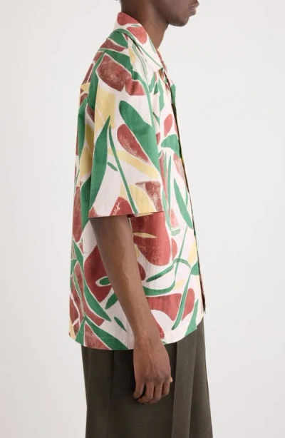 Jacquemus Fonccio Cotton Shirt With Abstract Vegetable Print In White
