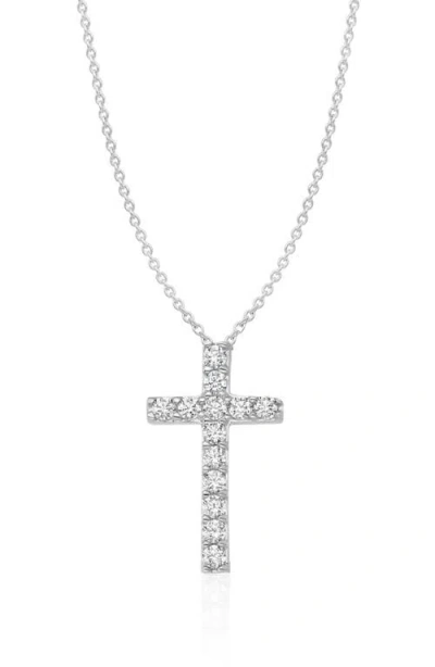 Crislu Cubic Zirconia Cross Pendant Necklace In Gray