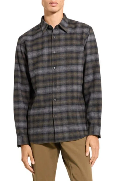Theory Irving Plaid Cotton Flannel Button-up Shirt In Multi