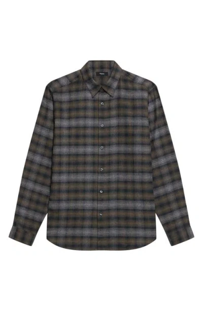 Theory Irving Plaid Cotton Flannel Button-up Shirt In Multi