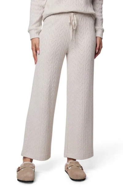 Splendid Pointelle Drawstring Crop Sweater Pants In White