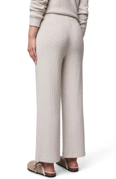 Splendid Pointelle Drawstring Crop Sweater Pants In White