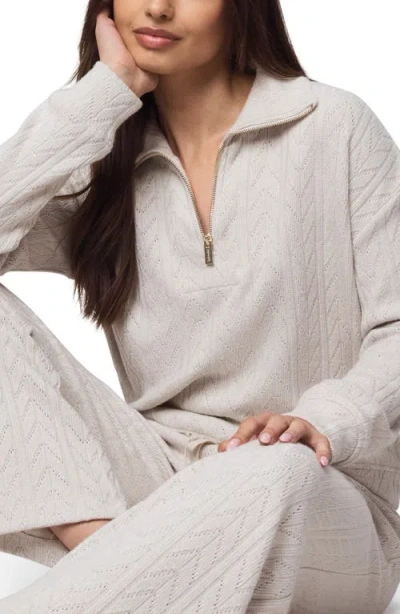 Splendid Pointelle Drawstring Crop Sweater Pants In White