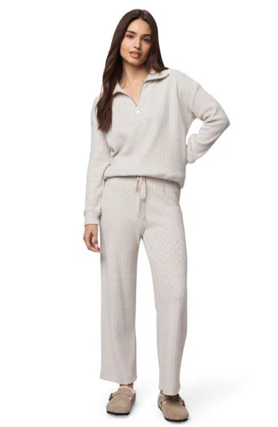 Splendid Pointelle Drawstring Crop Sweater Pants In White