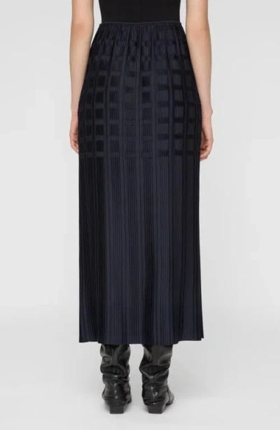 Lafayette 148 Basketweave Plisse Recycled Satin Midi Skirt In Blue