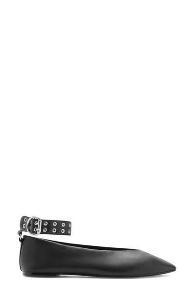 Mango Flat Shoes With Eyelet Ankle Strap In Black
