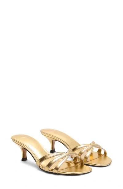 Mango Women's Strappy Kitten Heel Sandals In Gold