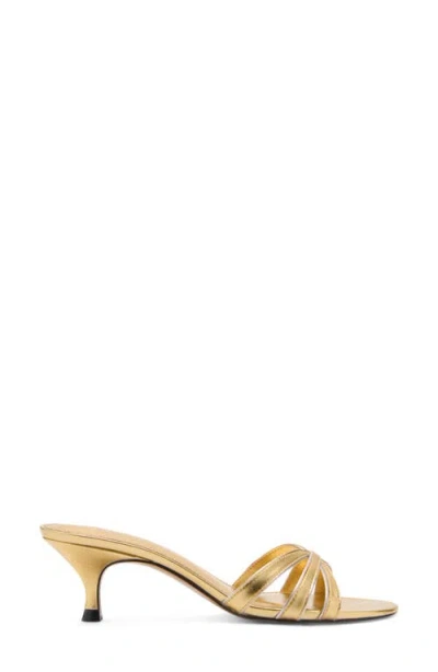 Mango Women's Strappy Kitten Heel Sandals In Gold
