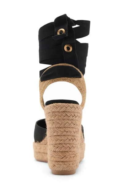 Mango Ankle Wrap Platform Wedge Espadrille In Black