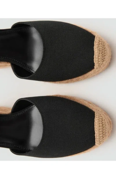 Mango Ankle Wrap Platform Wedge Espadrille In Black