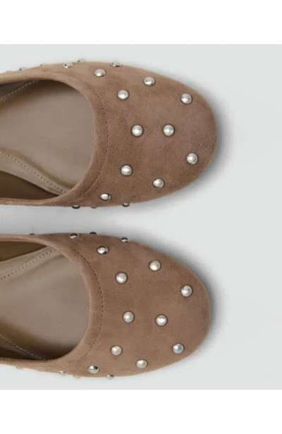 Mango Studded Ballet Flat In Neutral