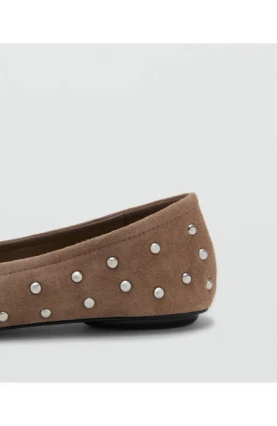 Mango Studded Ballet Flat In Neutral