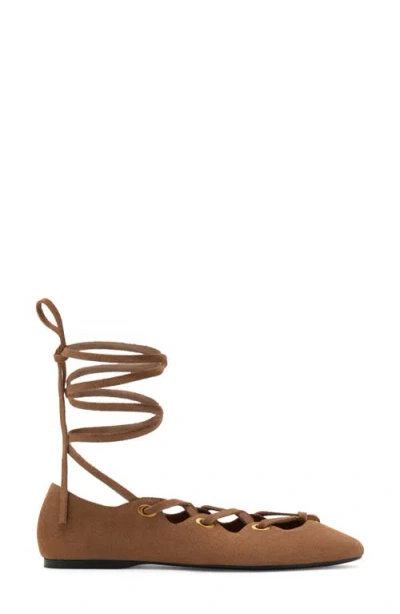 Mango Ankle Wrap Ballet Flat In Neutral