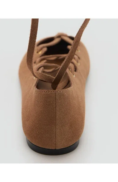Mango Ankle Wrap Ballet Flat In Neutral