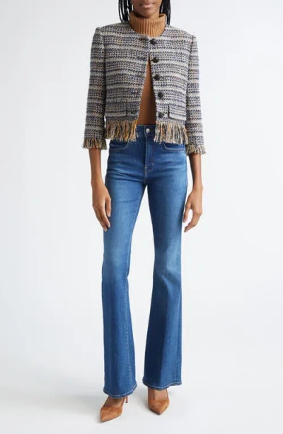 Veronica Beard Lyons Fringe Italian Tweed Jacket In Multi