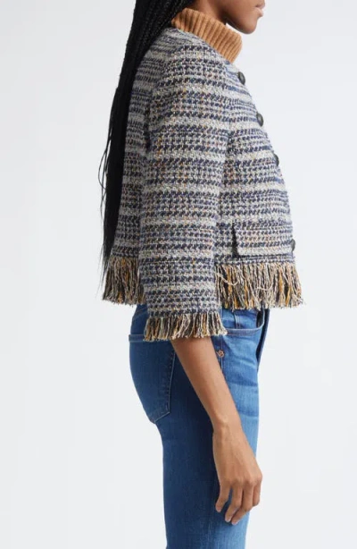 Veronica Beard Lyons Fringe Italian Tweed Jacket In Multi