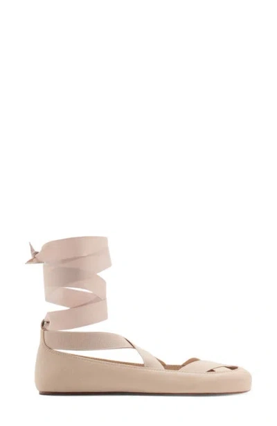 Mango Criss-cross Strap Ballet Flats Ecru In Neutral