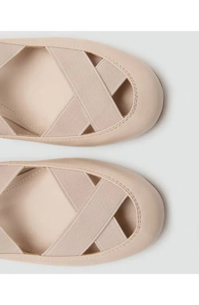 Mango Criss-cross Strap Ballet Flats Ecru In Neutral