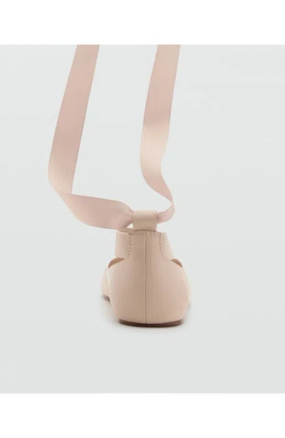 Mango Criss-cross Strap Ballet Flats Ecru In Neutral