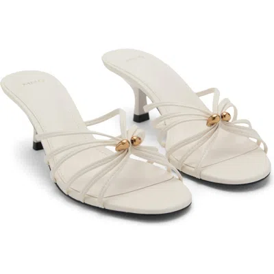 Mango Women's Metallic Detail Kitten Heel Sandals In White