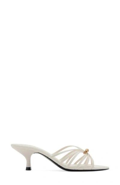 Mango Women's Metallic Detail Kitten Heel Sandals In White