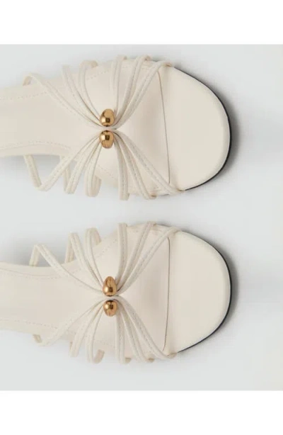 Mango Women's Metallic Detail Kitten Heel Sandals In White