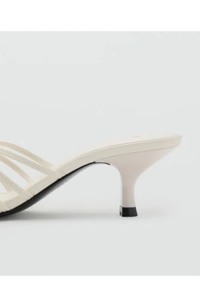 Mango Women's Metallic Detail Kitten Heel Sandals In White