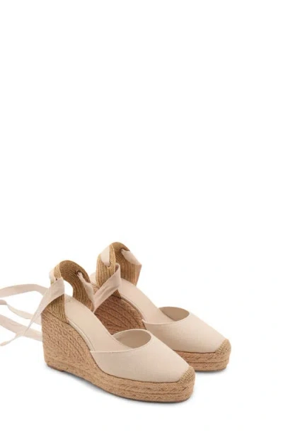 Mango Ankle Wrap Platform Wedge Espadrille In Brown