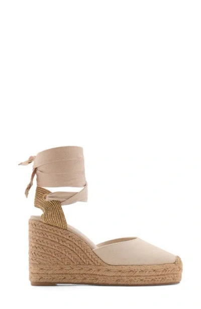 Mango Ankle Wrap Platform Wedge Espadrille In Brown