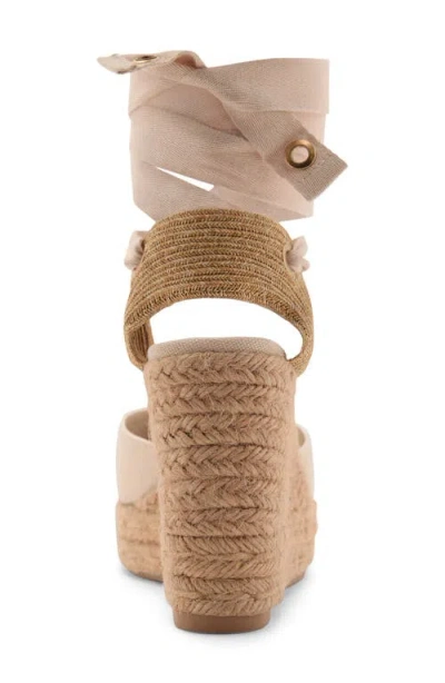 Mango Ankle Wrap Platform Wedge Espadrille In Brown