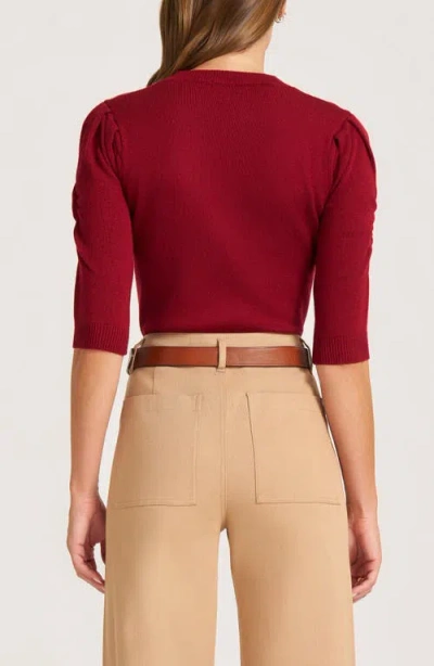 Matty M . Everly Rib Short Sleeve Sweater In Red