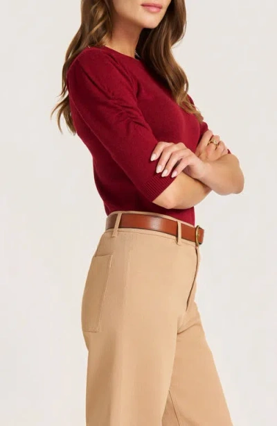 Matty M . Everly Rib Short Sleeve Sweater In Red