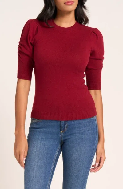 Matty M . Everly Rib Short Sleeve Sweater In Red