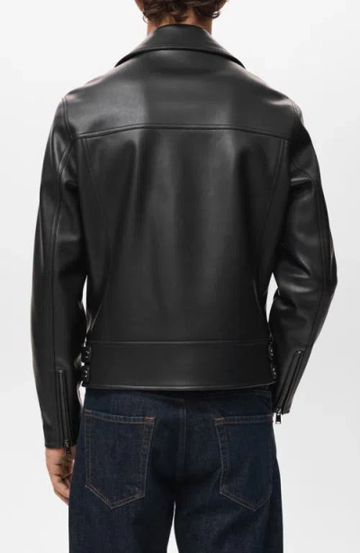 Mango Men's Leather-effect Biker Jacket In Black