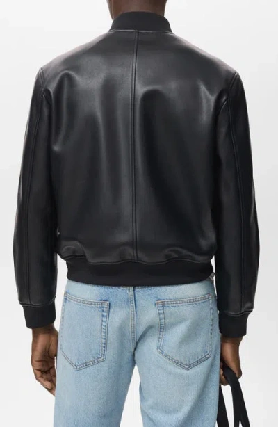Mango Men's Leather-effect Bomber Jacket In Blue