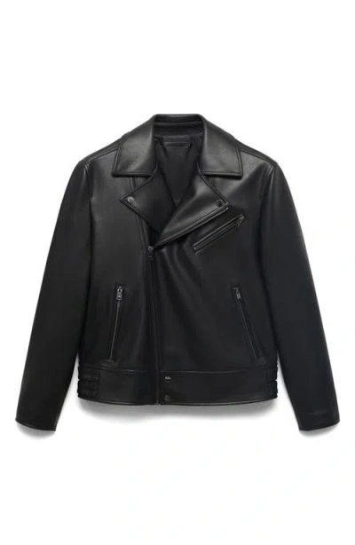 Mango Men's Leather-effect Biker Jacket In Black
