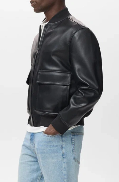 Mango Men's Leather-effect Bomber Jacket In Blue