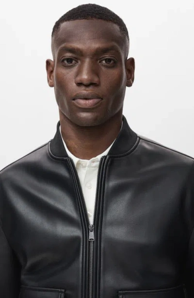 Mango Men's Leather-effect Bomber Jacket In Blue