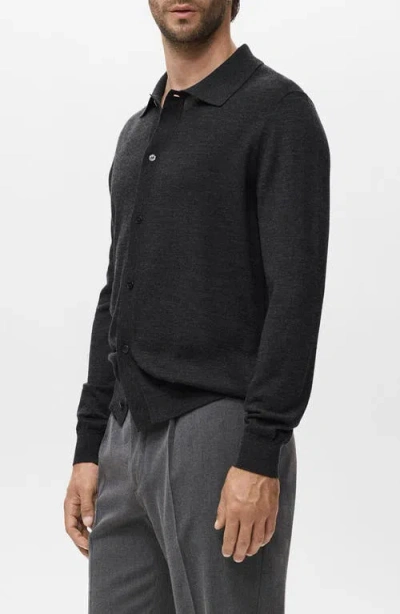Mango Wool Cardigan In Black
