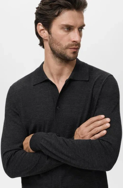 Mango Wool Cardigan In Black
