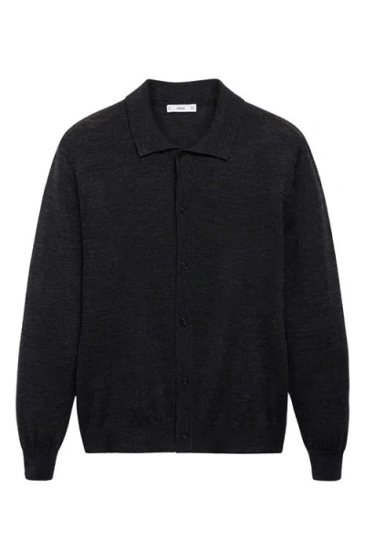 Mango Wool Cardigan In Black