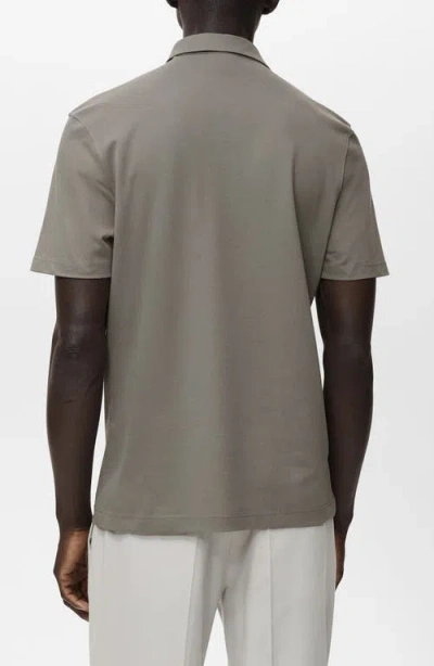 Mango Solid Cotton Blend Piqué Polo In Green